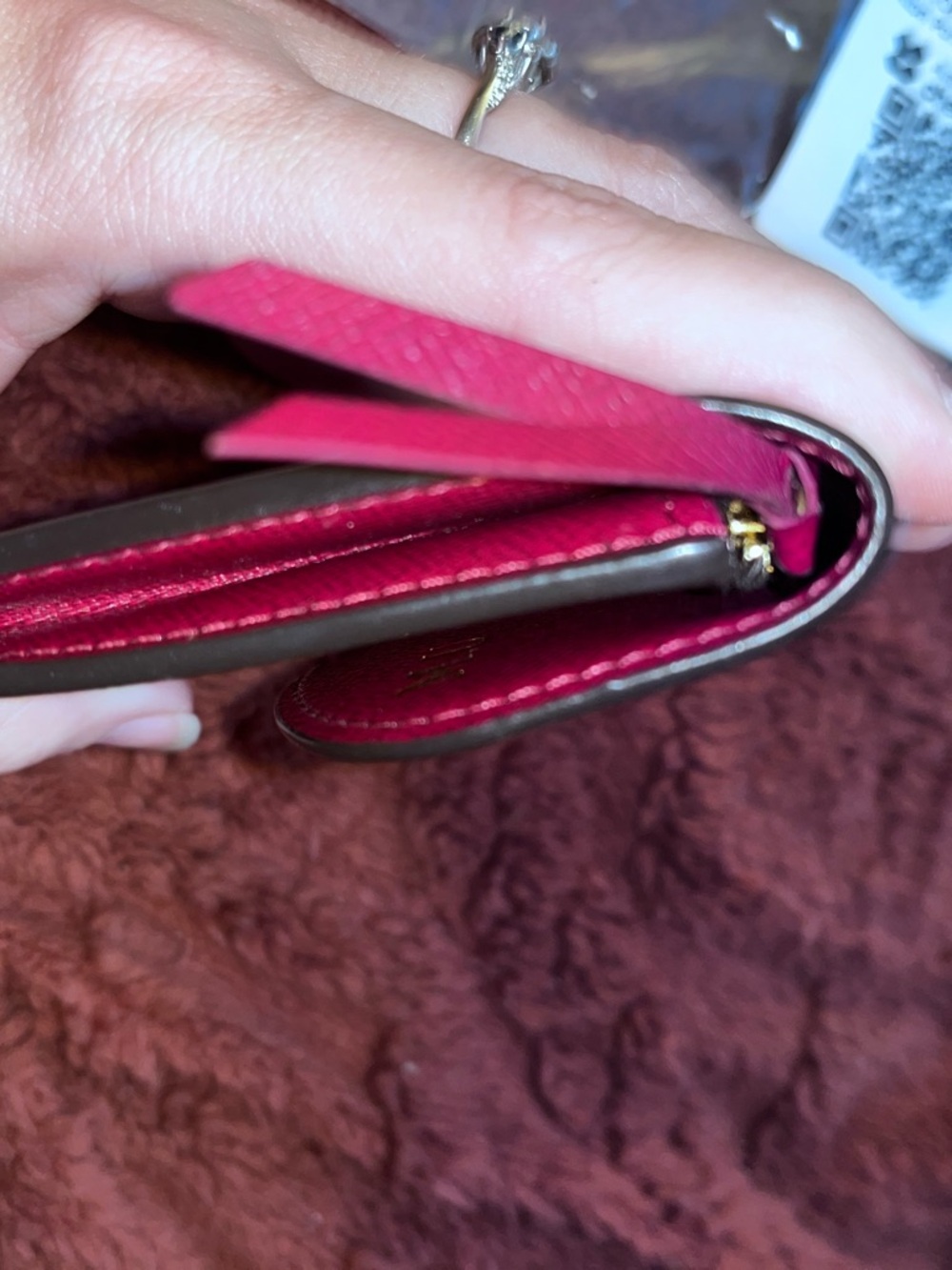 Authentic Louis Vuitton Brown/Burgundy Monogram Compact Wallet w/ COA - Picture 10 of 13